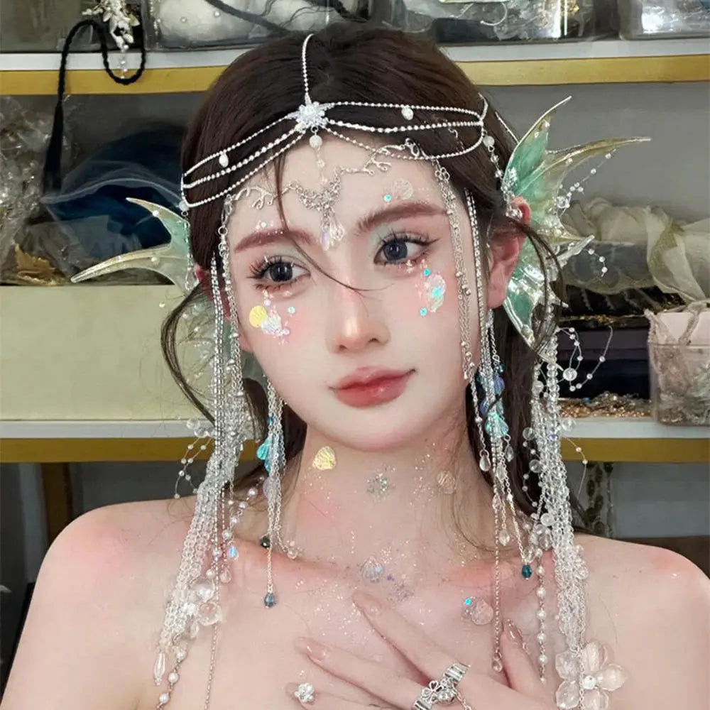 Butterfly & Mermaid Pearl Tassel Ear Cuffs – Elegant Non-Piercing Fairy-Style Earrings