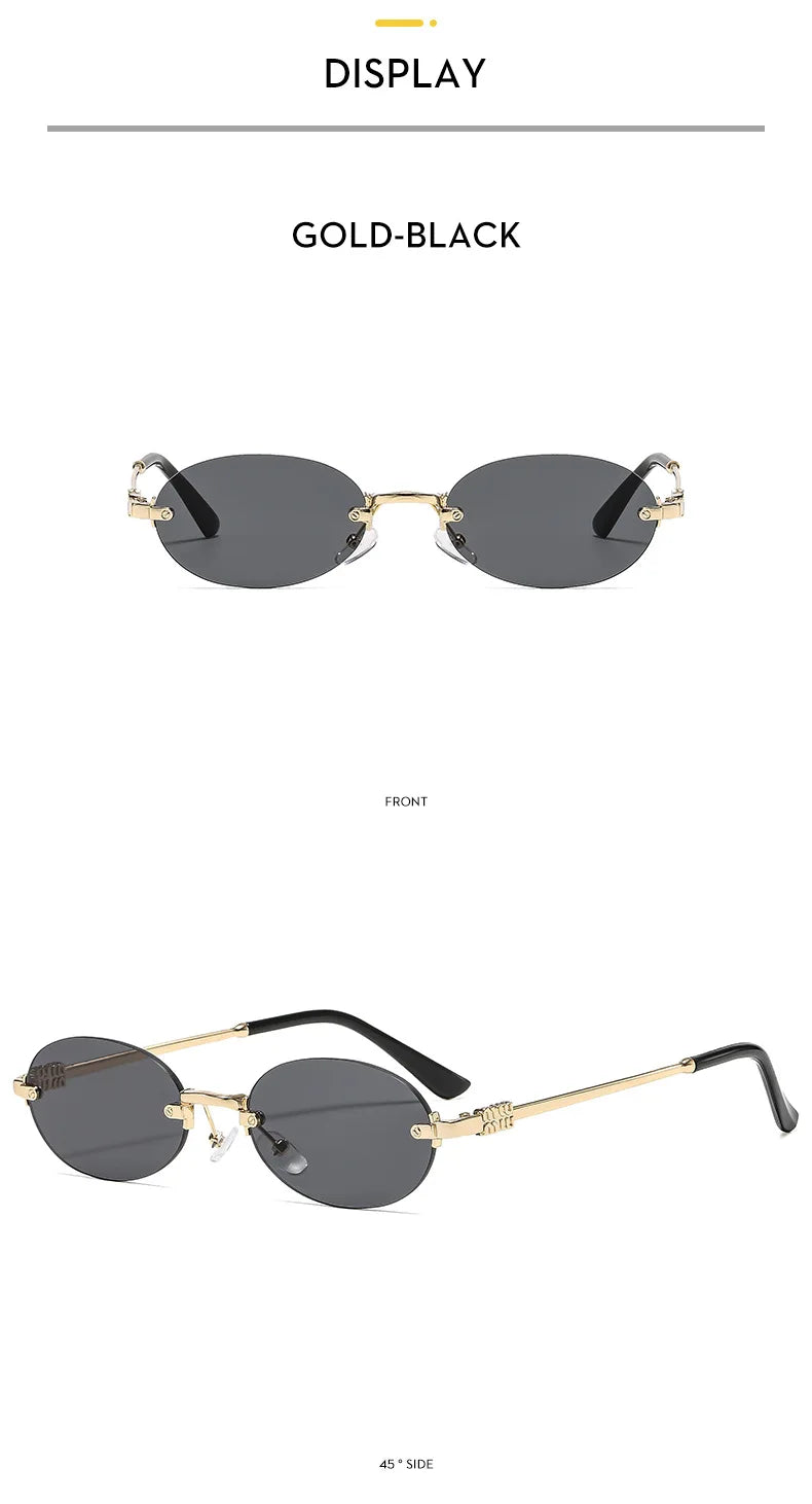 Frameless Oval Sunglasses – Luxury Summer Shades with UV Protection