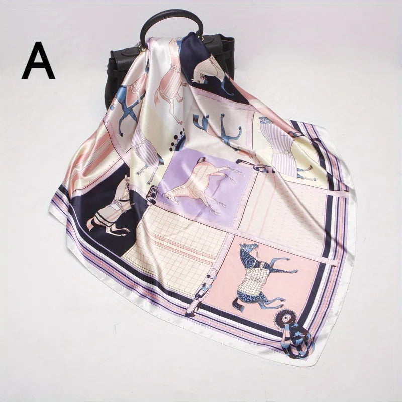 Luxury Silk Square Scarf – Elegant Satin Shawl & Headband Wrap for Women