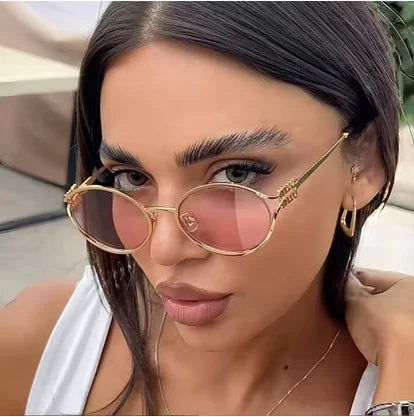 Metallic Cat Eye Sunglasses – Retro Small Frame Unisex UV Protection