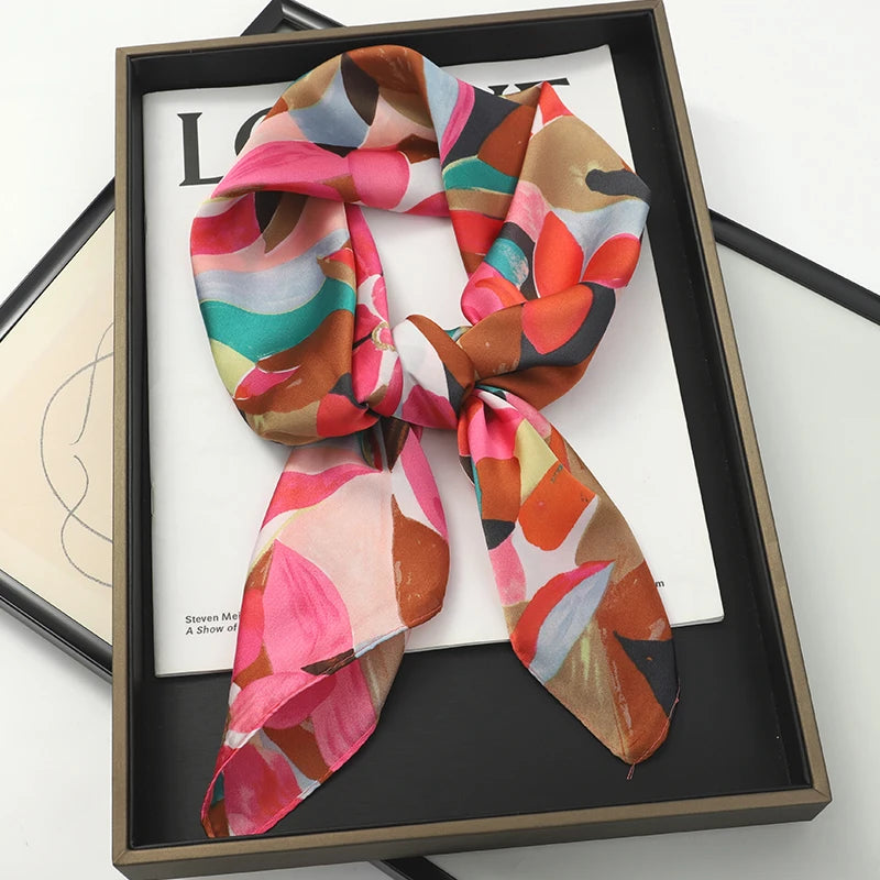 Luxury Square Silk Scarf – Elegant Satin Hijab & Headband Wrap for Women