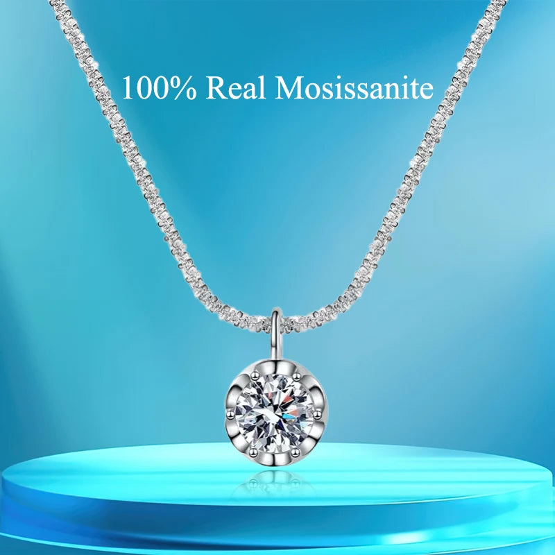 TEN CARATS S925 Moissanite Crown Necklace – VVS1 GRA-Certified Luxury Pendant for Women