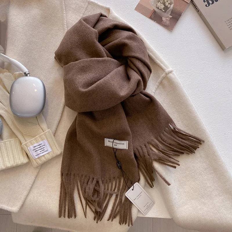 Luxury Winter Wool Scarf – Soft Cashmere Pashmina Shawl for Women, Thick & Warm 2024 Style