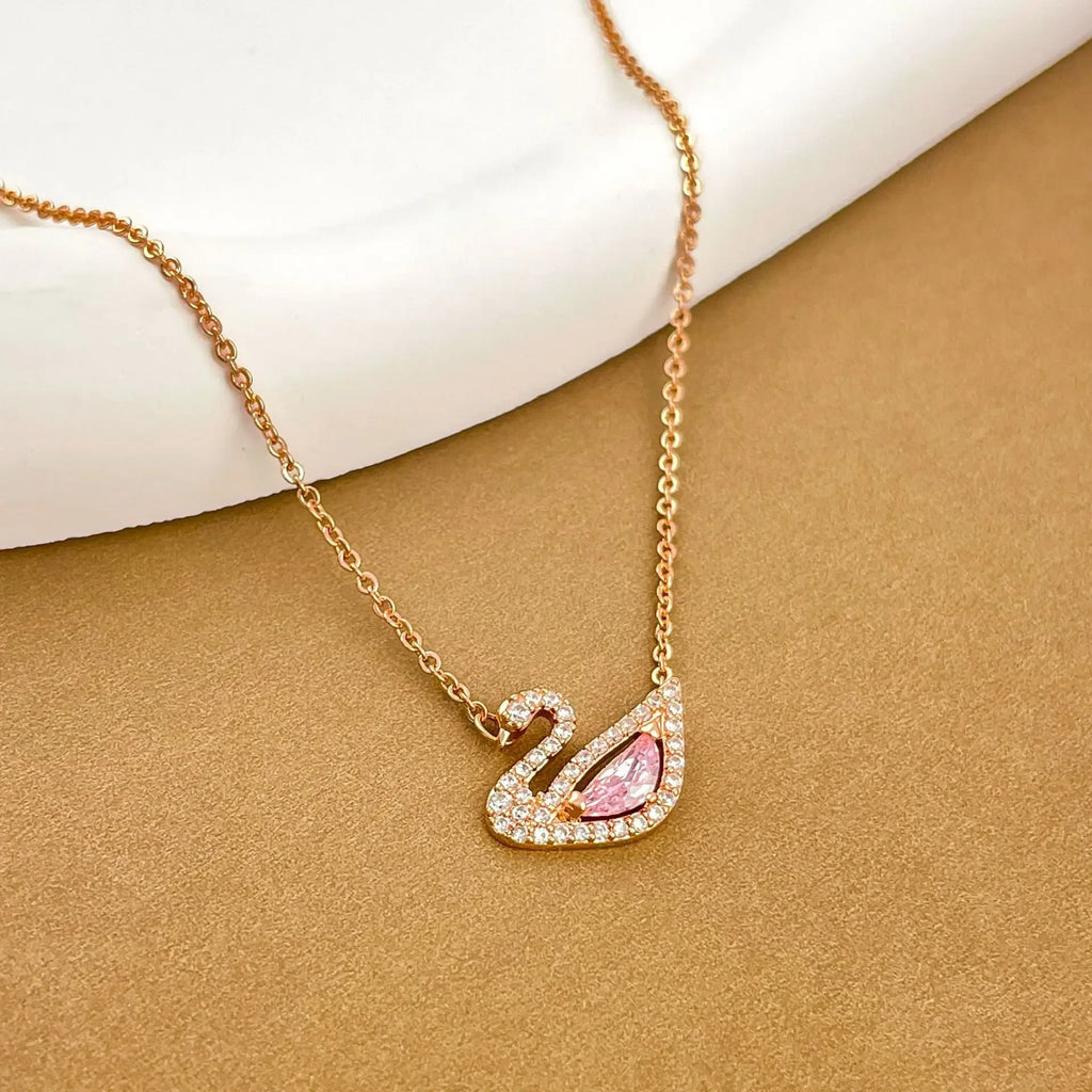 Copper Swan Necklace – Non-Fading Elegant Clavicle Chain for Women, Perfect Valentine’s Gift