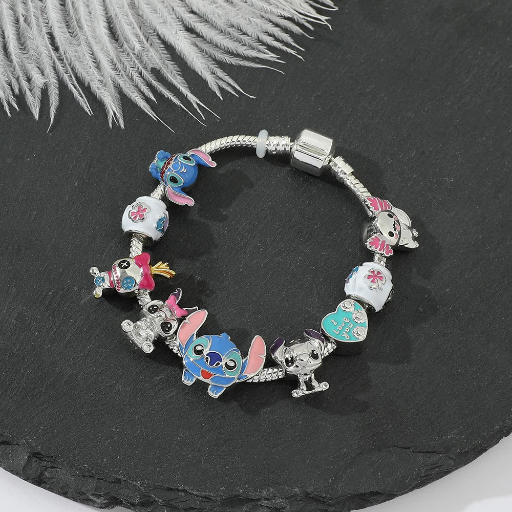 Disney Lilo & Stitch Beaded Bracelet – Cute Charm Bangle for Women & Kids
