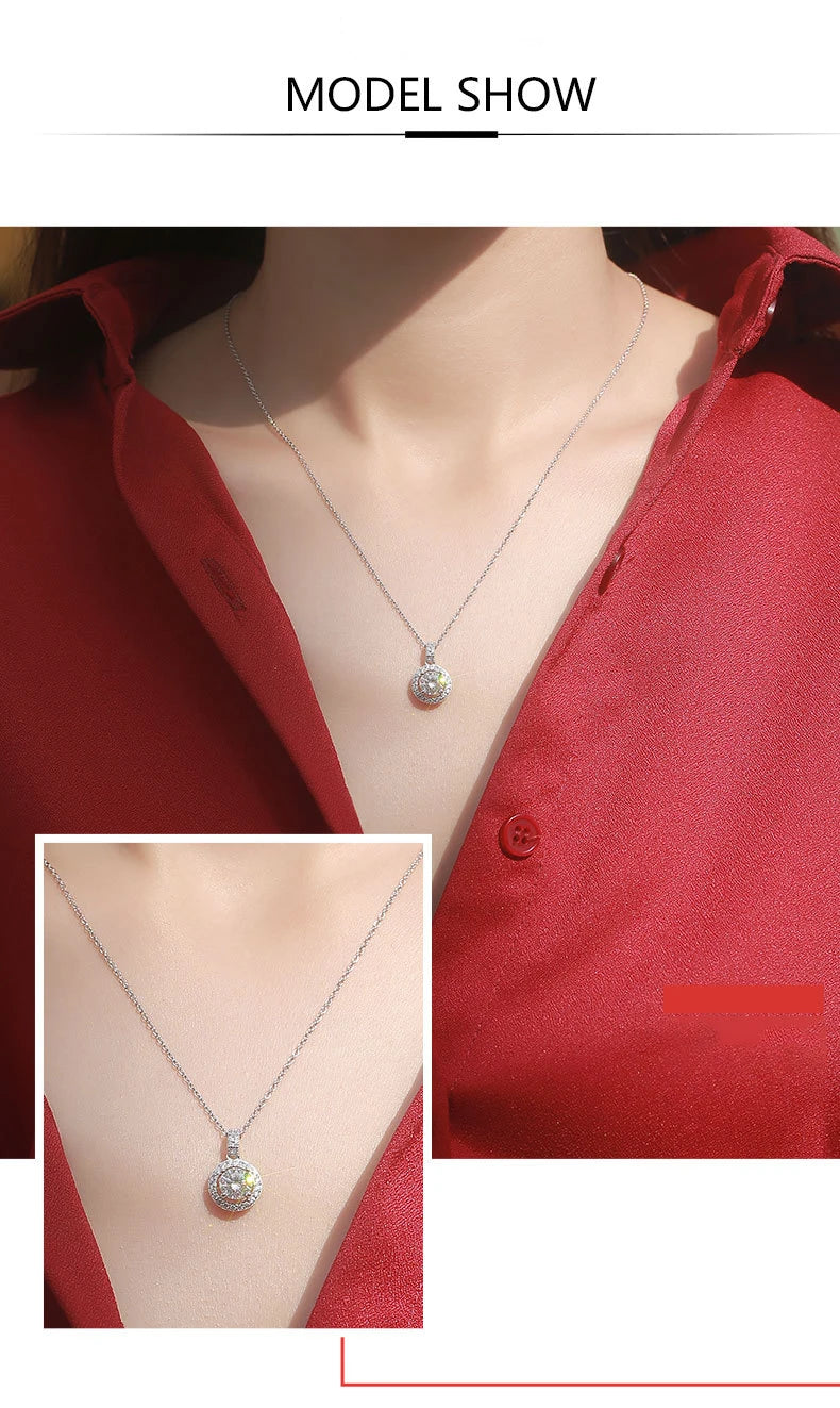 Classic 5 ct Moissanite Necklace – S925 Sterling Silver White Gold Plated Wedding Pendant