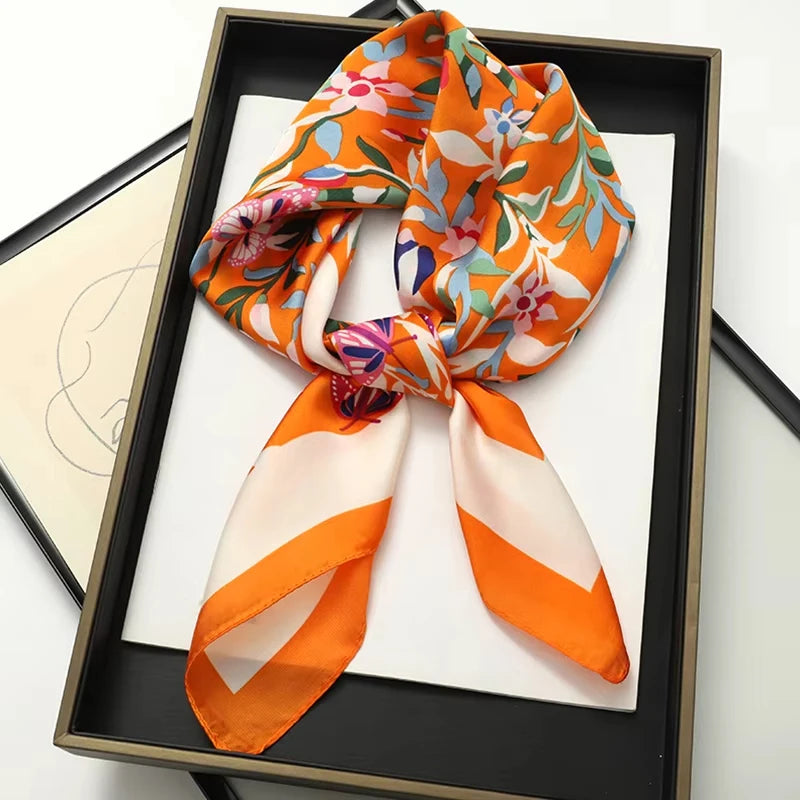 Luxury Square Silk Scarf – Elegant Satin Hijab & Headband Wrap for Women
