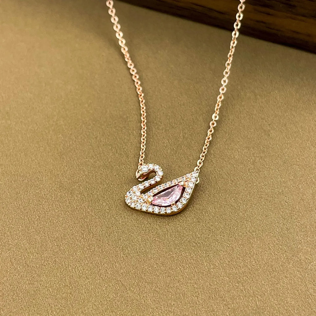 Copper Swan Necklace – Non-Fading Elegant Clavicle Chain for Women, Perfect Valentine’s Gift