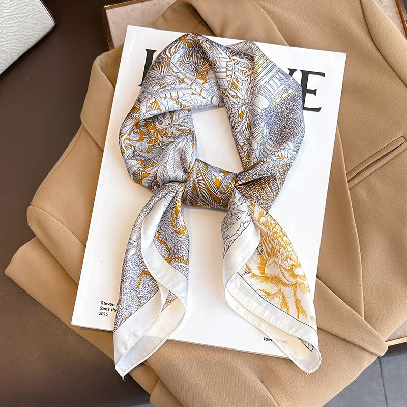 Printed Silk Scarf – Luxury Square Pashmina for Hair, Neck & Head Styling
