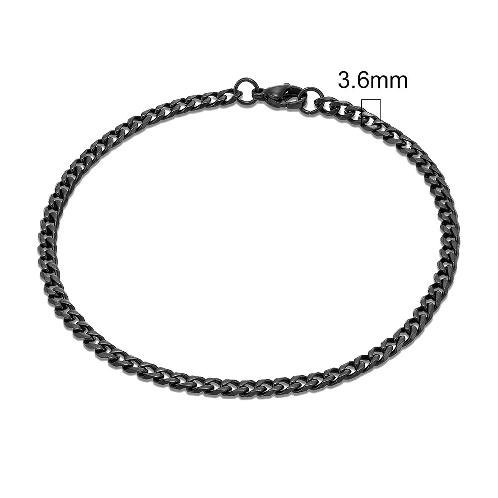 MKENDN Punk Cuban Link Bracelet – 3–11 mm Stainless Steel Biker Chain for Men & Women
