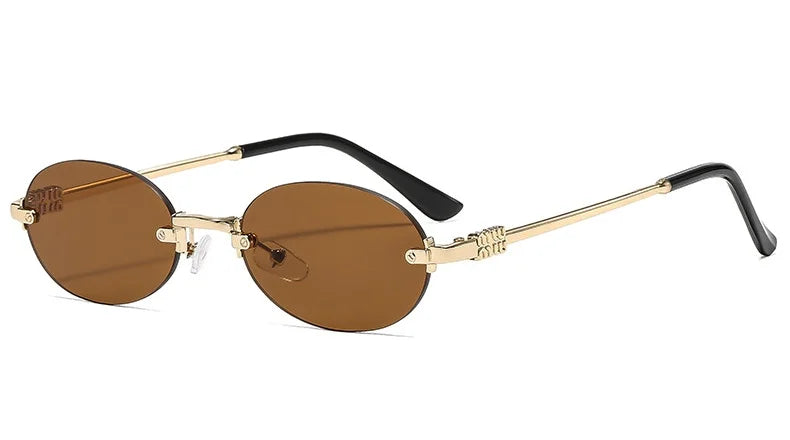 Frameless Oval Sunglasses – Luxury Summer Shades with UV Protection