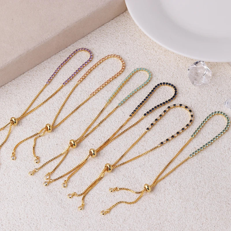 2 mm Adjustable Rainbow Tennis Bracelet – Colorful Zircon Charm for Women