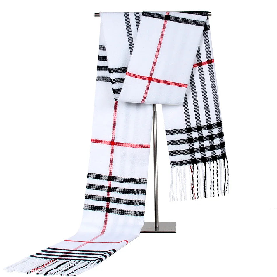 Imitation Cashmere Scarf – Warm Plaid Winter Shawl for Men & Women