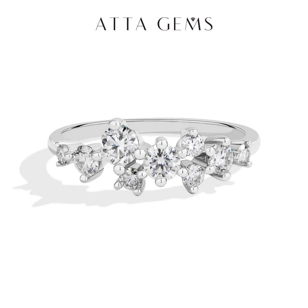 ATTAGEMS Round-Cut Moissanite Ring – D-VVS1 Sparkle in Solid 925 Silver for Women