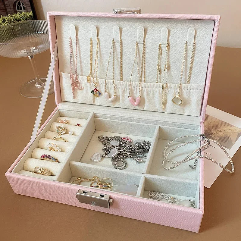 Large Dustproof Jewelry Box with Lock – Big Capacity Storage for Earrings, Necklaces & Rings