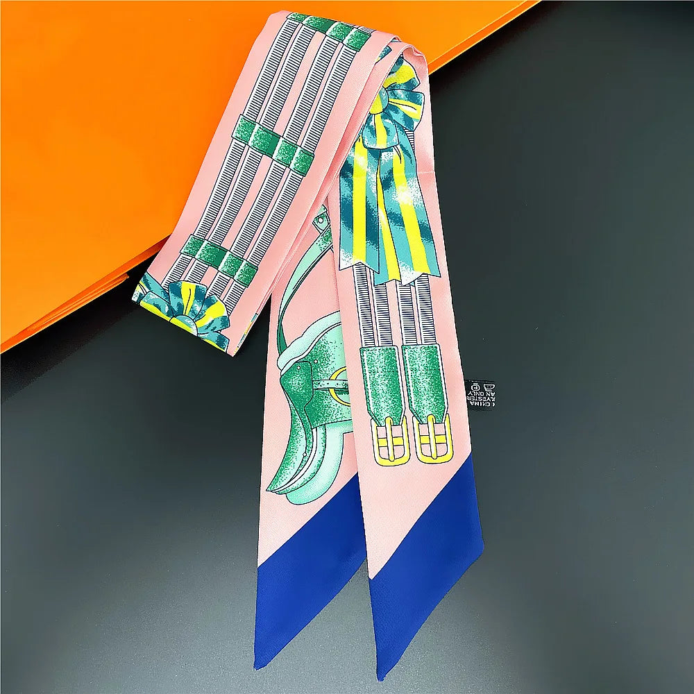 Gorgeous Saddle Print Silk Scarf – Elegant 2023 Designer Style for Hair, Bags & Neck