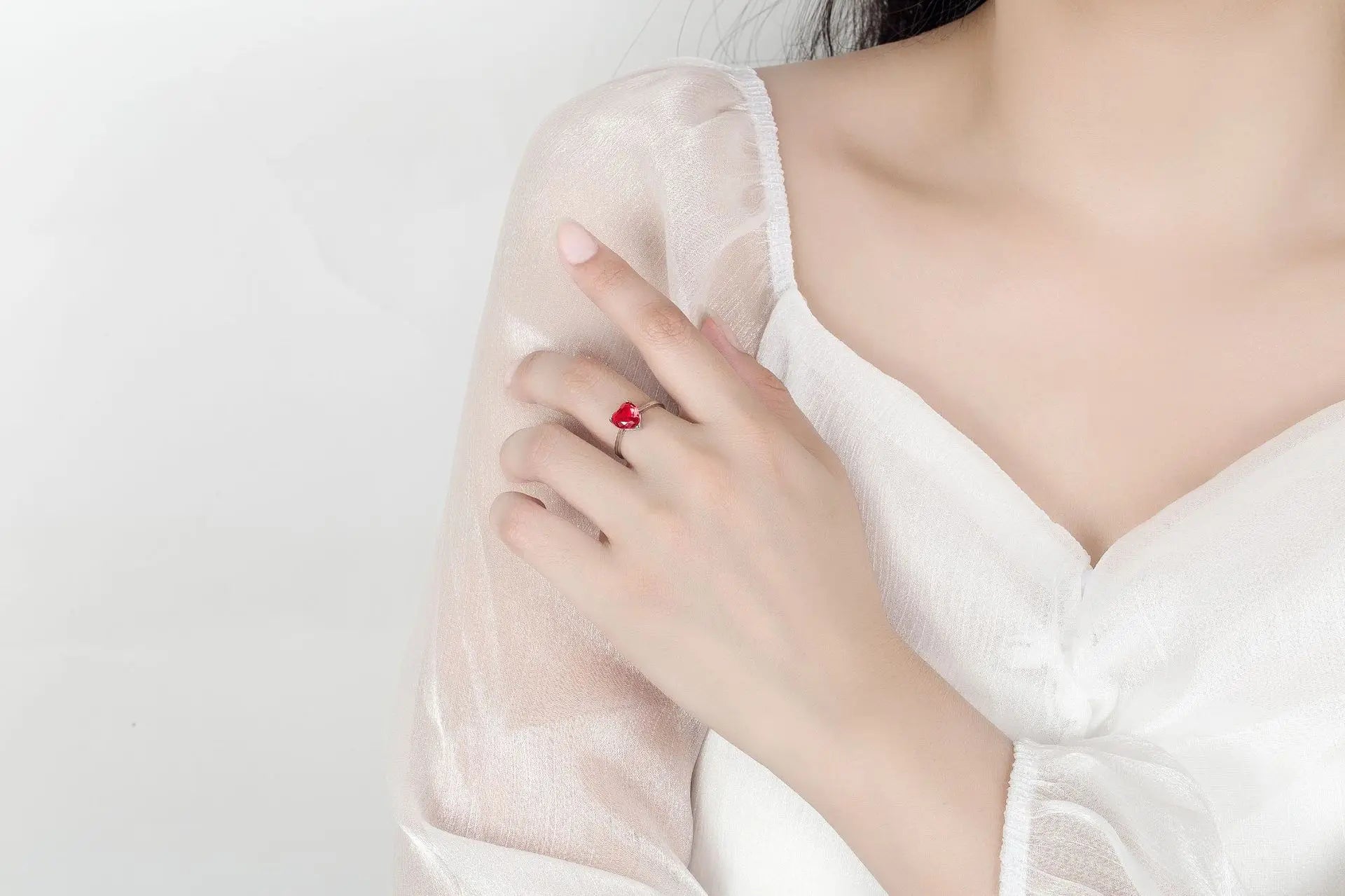 Heart Zirconia Jewelry Set – Elegant 925 Silver Ring, Earrings & Necklace for Bridal Style