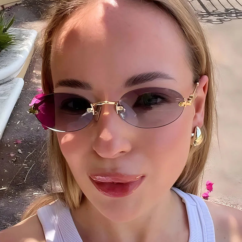 Frameless Oval Sunglasses – Luxury Summer Shades with UV Protection