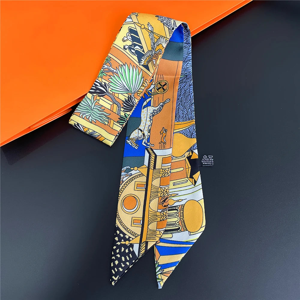 Gorgeous Saddle Print Silk Scarf – Elegant 2023 Designer Style for Hair, Bags & Neck