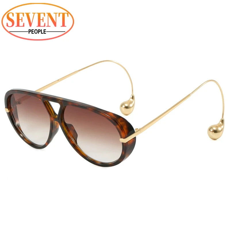 Oversized Oval Pilot Sunglasses – 2025 Luxury Metal Frame UV400 Vintage Shield Style