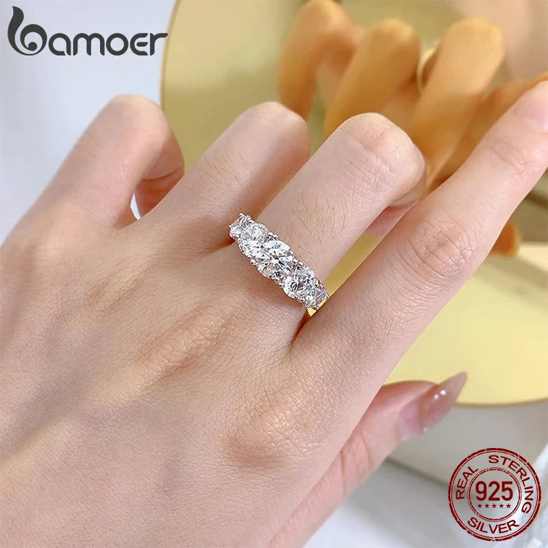 Bamoer Heart Moissanite Ring – D-Color VVS1 Lab Diamond in 925 Silver for Engagement or Wedding