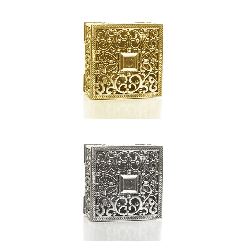 2-Piece Mini Treasure Jewelry Boxes – Silver Hollow Flower Cases for Rings, Earrings & Necklaces