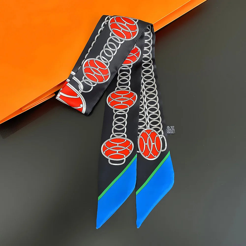 Gorgeous Saddle Print Silk Scarf – Elegant 2023 Designer Style for Hair, Bags & Neck