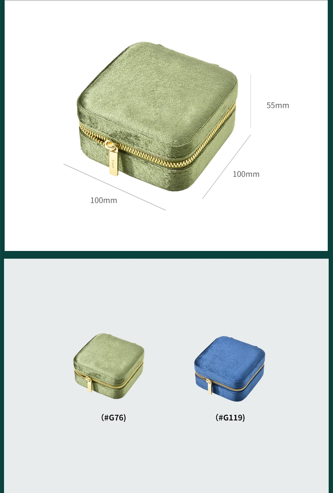 TAIMY Vintage Velvet Jewelry Box – Retro Green Travel Ring Case with Mirror