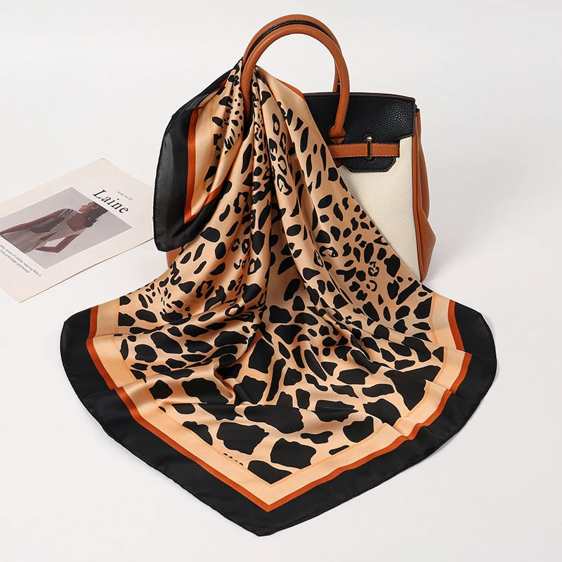 Luxury Silk Satin Scarf – 2023 Square Print Design for Women’s Hijab, Hair & Neck Styling