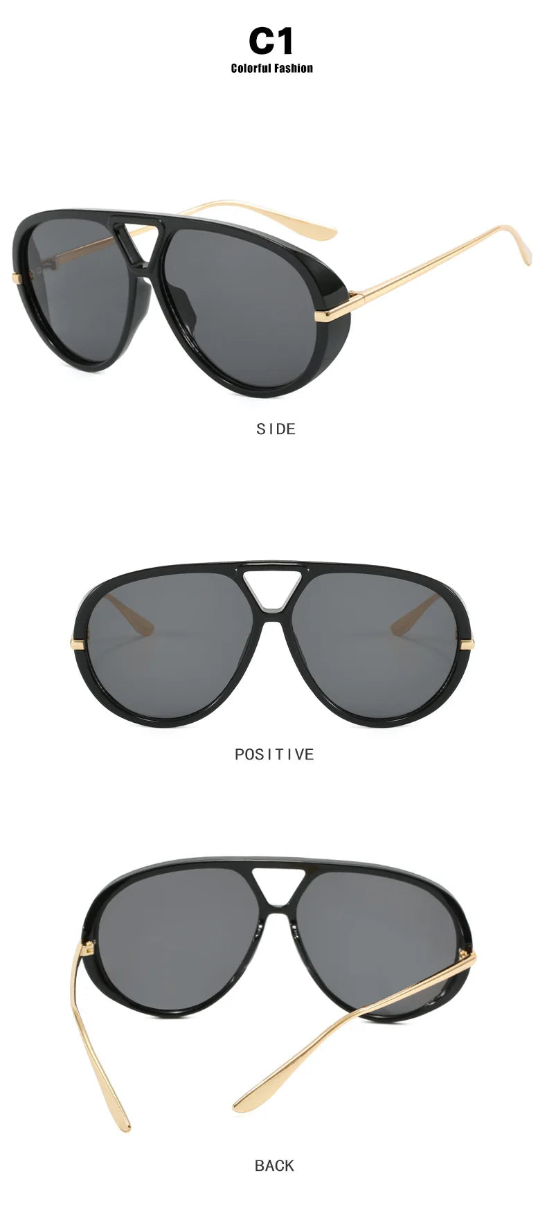 Oversized Oval Pilot Sunglasses – 2025 Luxury Metal Frame UV400 Vintage Shield Style