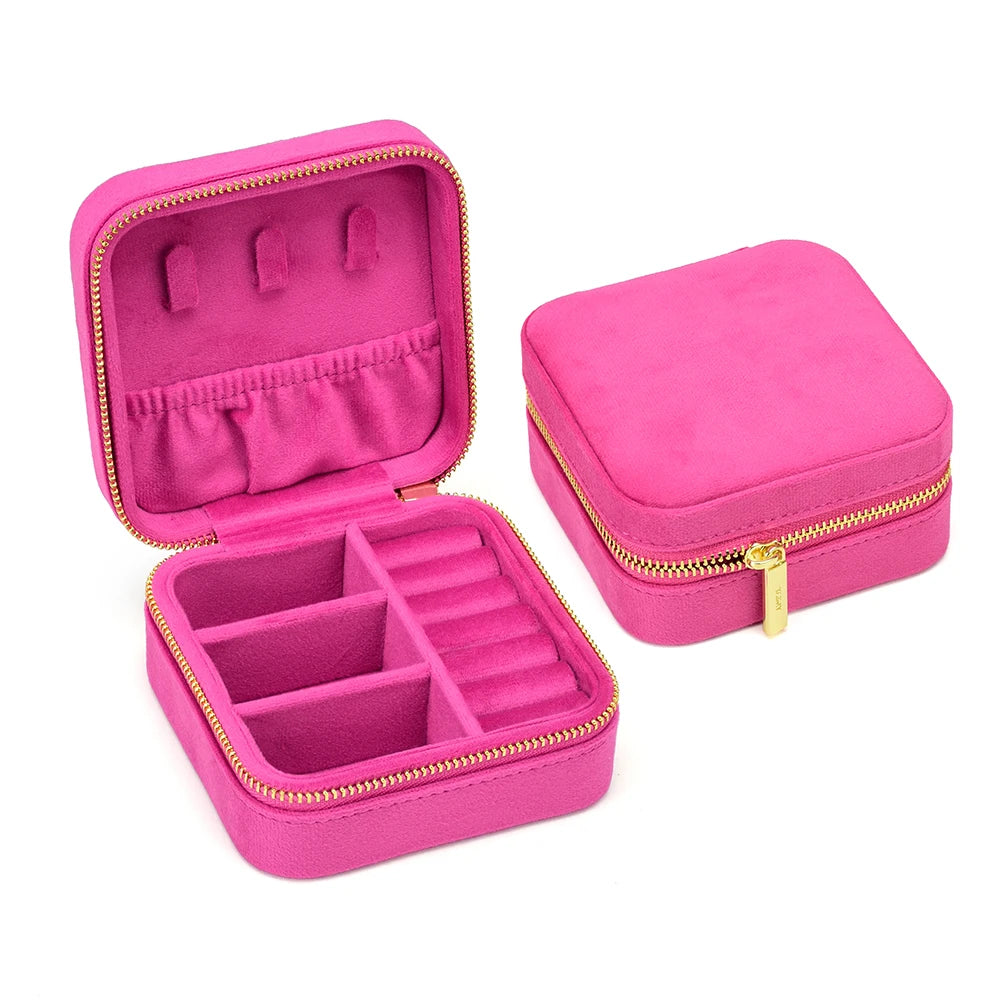 TAIMY Vintage Velvet Jewelry Box – Retro Green Travel Ring Case with Mirror