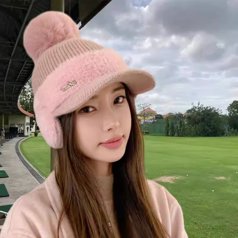 Winter Ear-Wing Knit Baseball Cap – Warm 2024 Windproof Ponytail Hat for Women