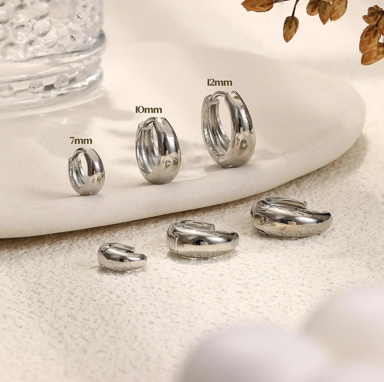 3-Pair Hoop Earring Set – Gold & Silver Plated Lightweight Hypoallergenic Huggies