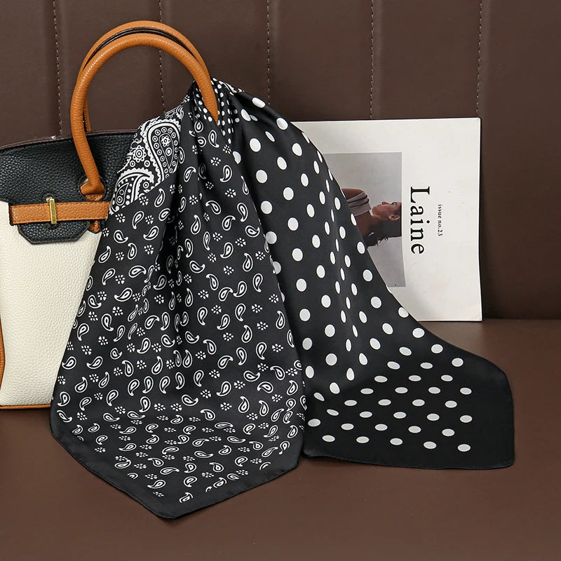 Luxury Silk Satin Scarf – 2023 Square Print Design for Women’s Hijab, Hair & Neck Styling