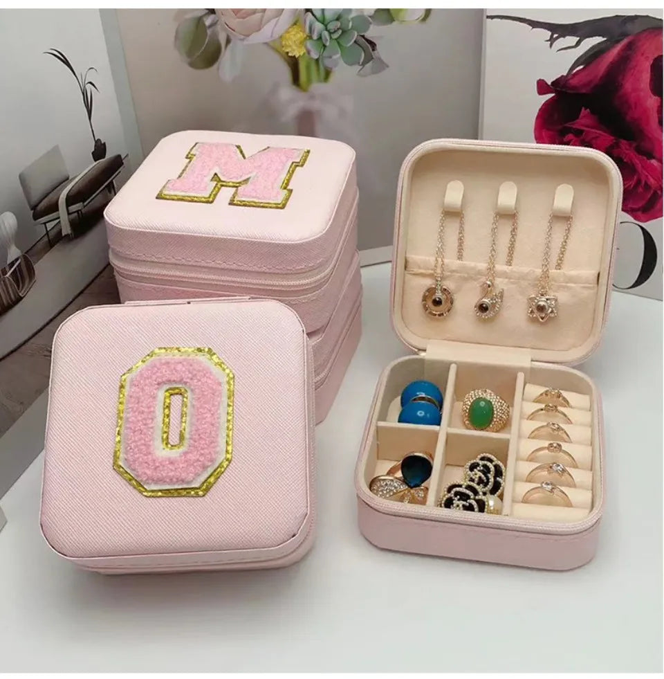 Mini Initial Jewelry Box – Personalized Travel Case, Perfect Bridesmaid or Birthday Gift