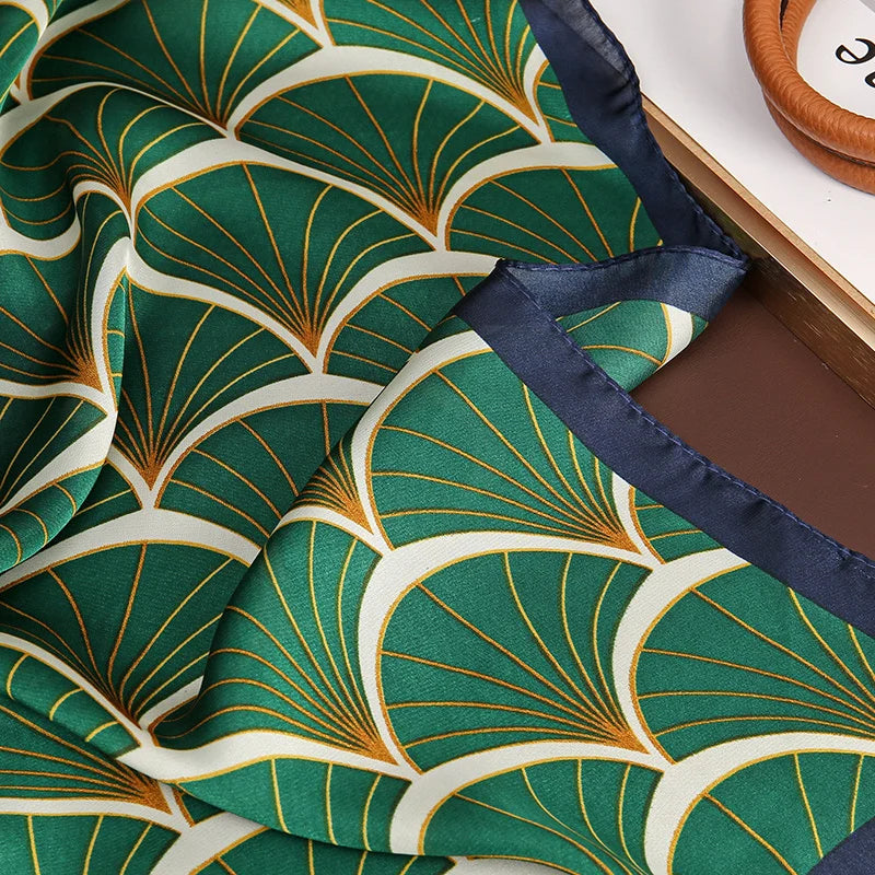 Luxury Silk Satin Scarf – 2023 Square Print Design for Women’s Hijab, Hair & Neck Styling