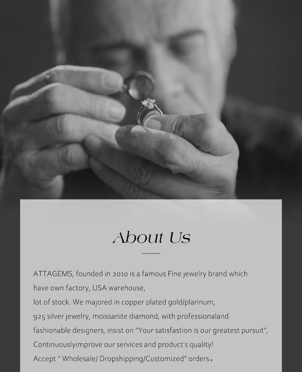 ATTAGEMS Round-Cut Moissanite Ring – D-VVS1 Sparkle in Solid 925 Silver for Women