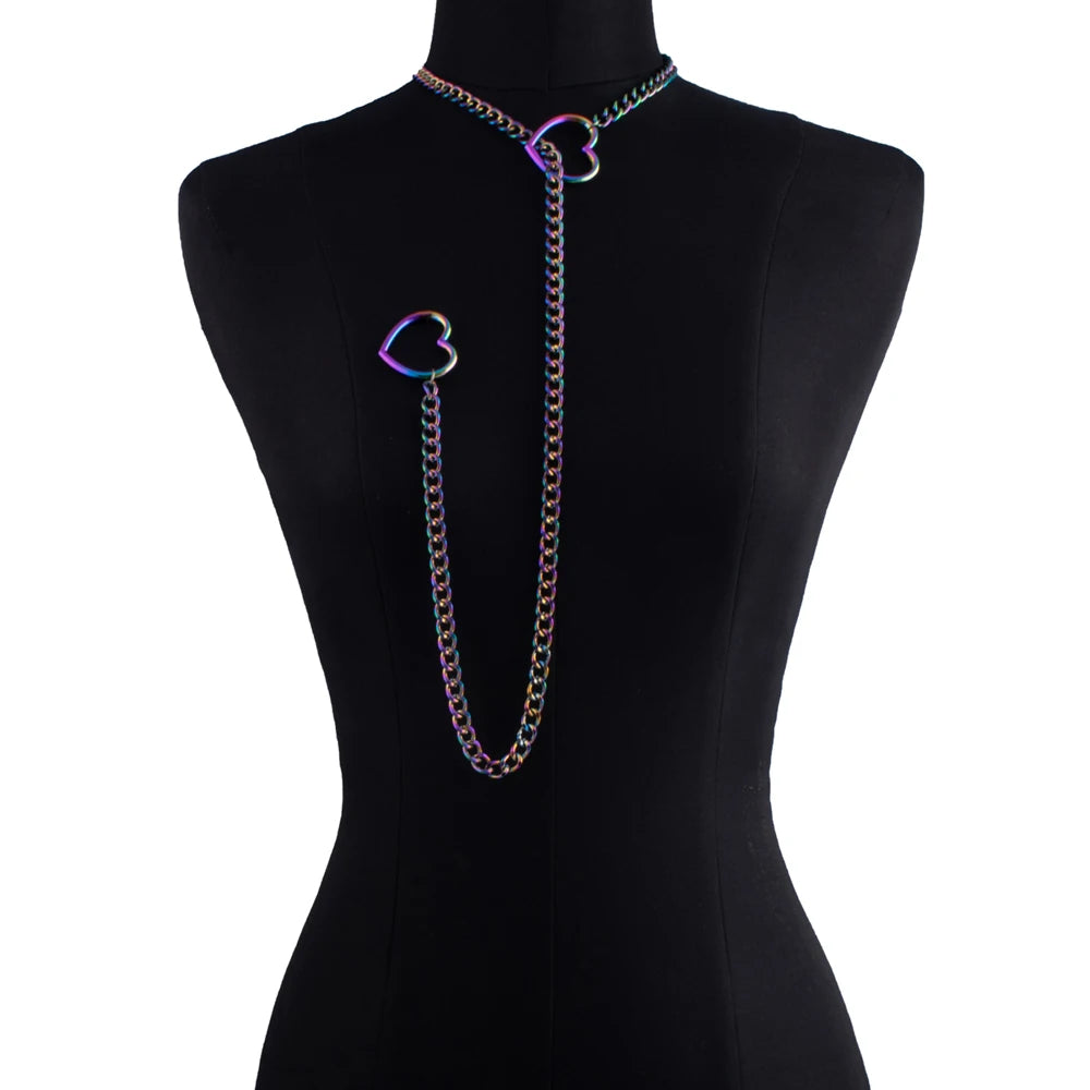 Heart Slip Chain Choker – Punk Rock Adjustable Love Necklace for Women