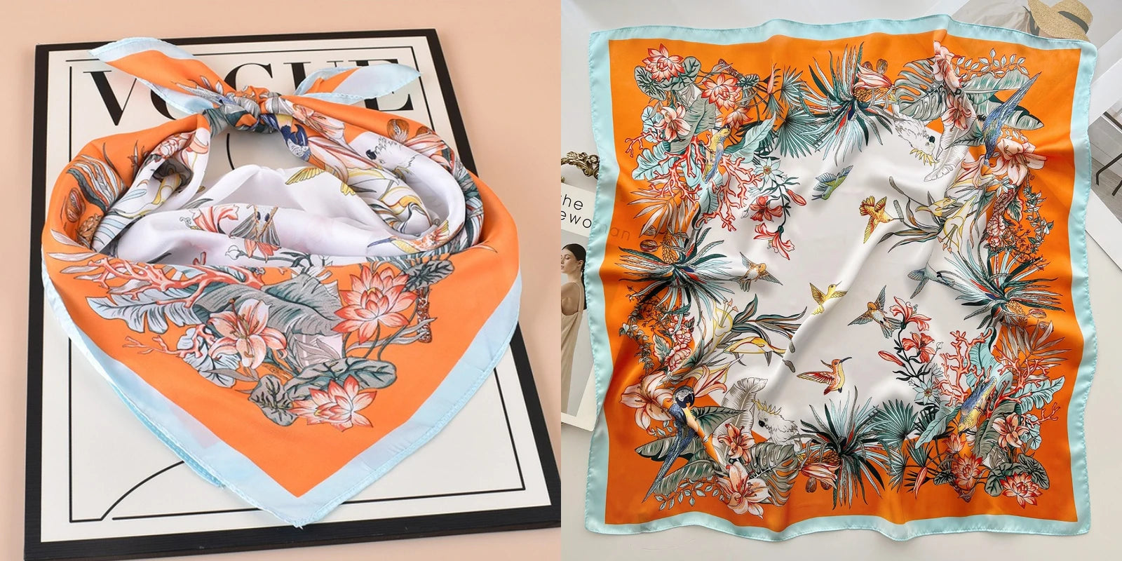 Luxury Floral Silk Scarf – Soft Satin Square Wrap for Hair, Neck & Hijab