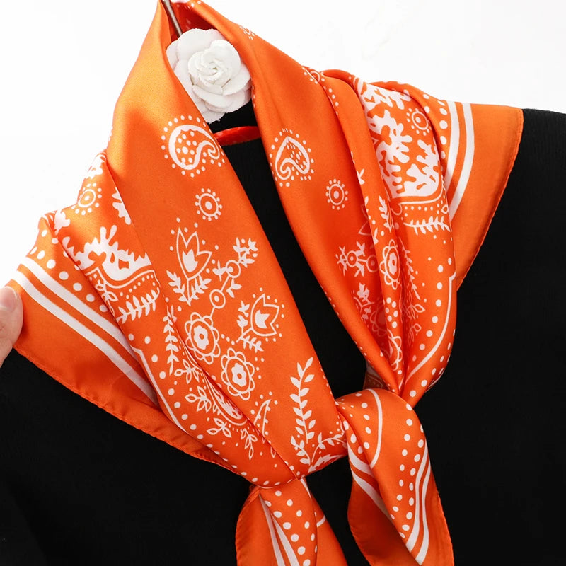 Floral Silk Hair Scarf – Elegant Spring Print Bandana for Hair, Neck & Head Styling