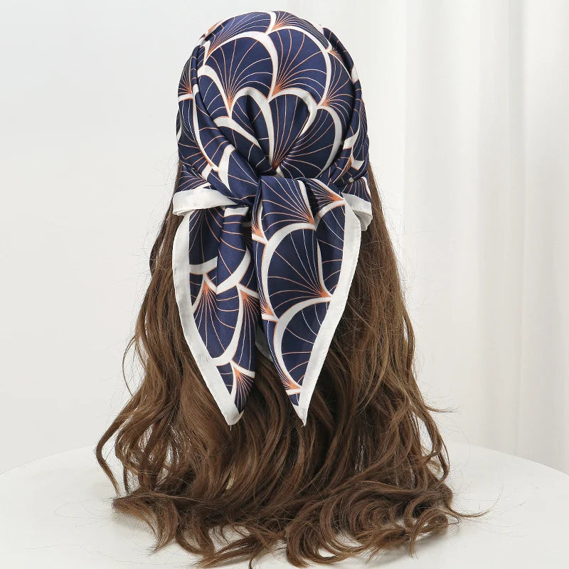 Luxury Silk Satin Scarf – 2023 Square Print Design for Women’s Hijab, Hair & Neck Styling
