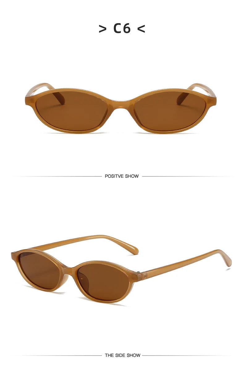 Retro Oval Sunglasses – Trendy Small Frame Cat Eye Design with Sun Protection