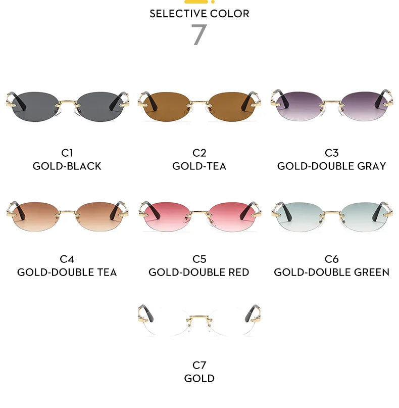 Frameless Oval Sunglasses – Luxury Summer Shades with UV Protection