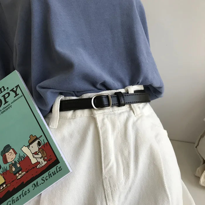 Casual Perforated PU Leather Belt – Simple Unisex Style for Jeans