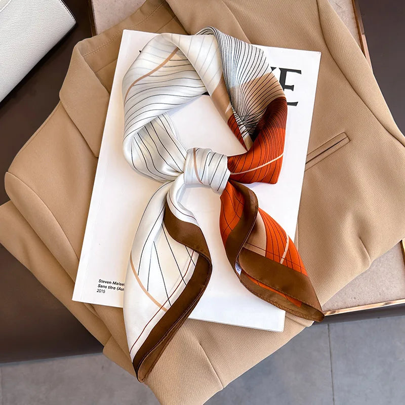 Printed Silk Scarf – Luxury Square Pashmina for Hair, Neck & Head Styling