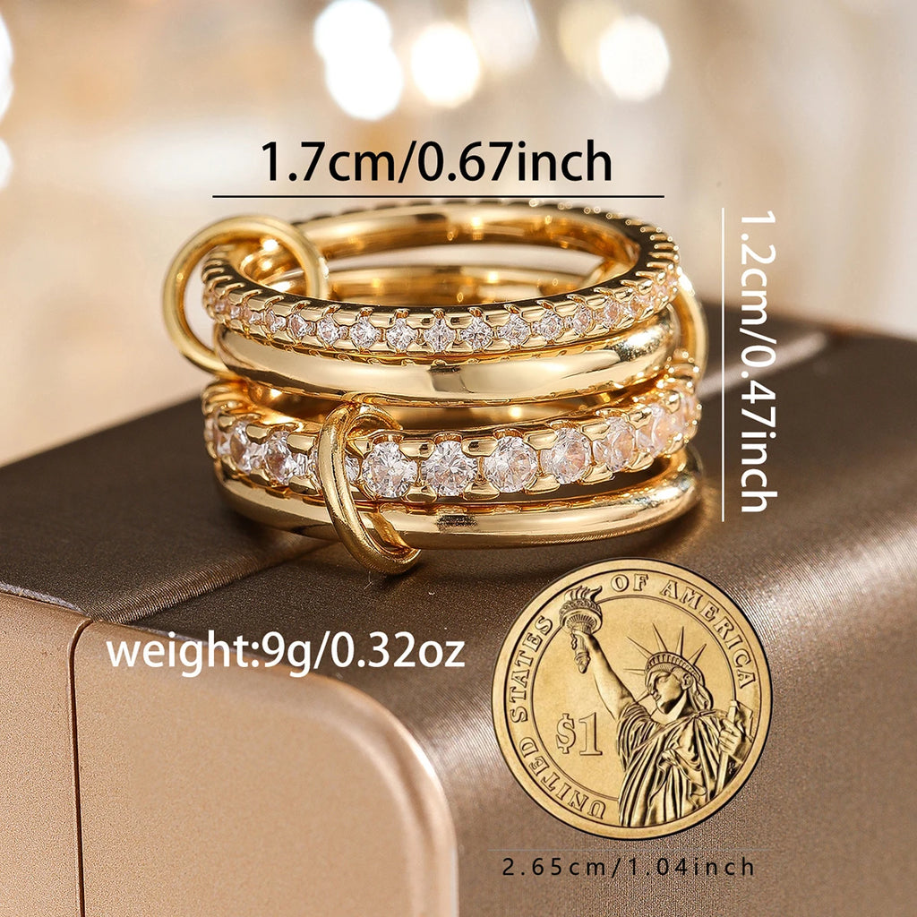 Two-Tone Four-Band Copper Ring – Hypoallergenic Stacking Piece for Young Women