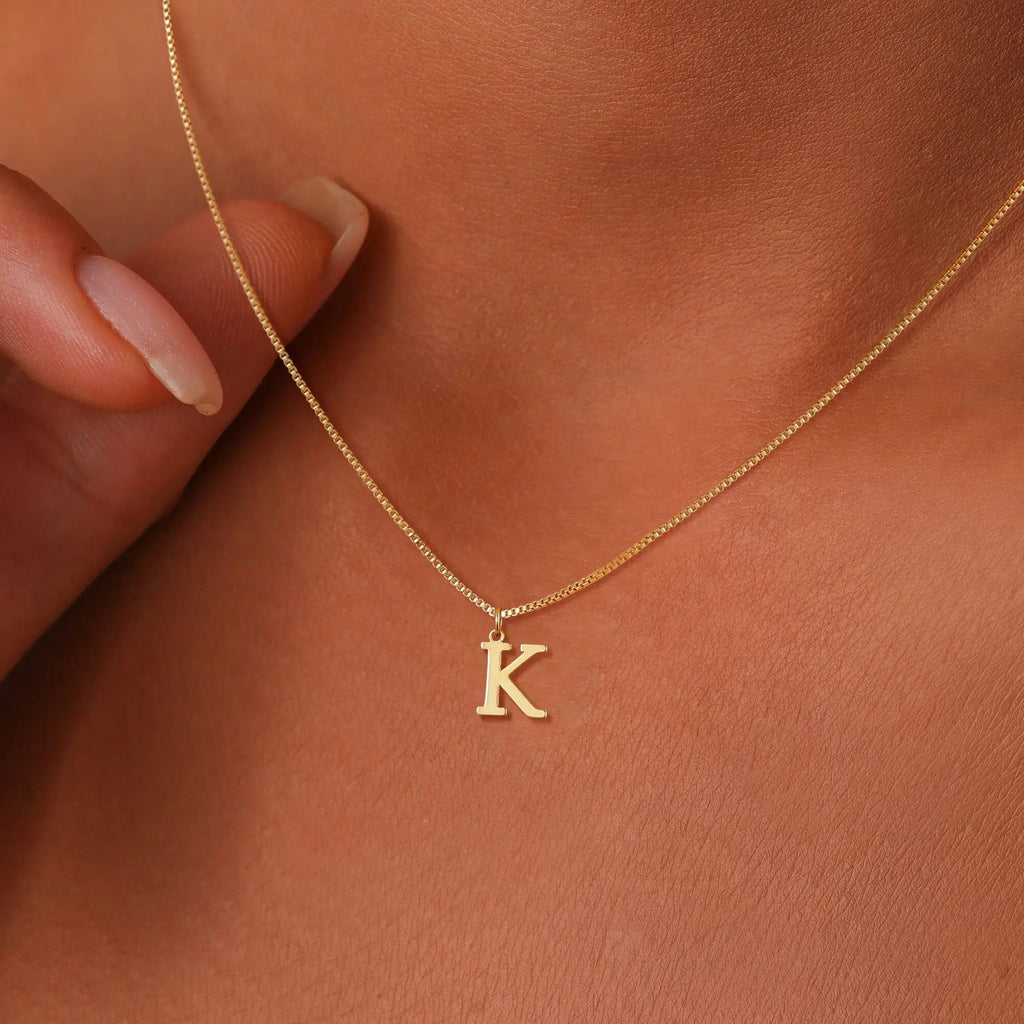 A–Z Initial Necklace – Cute 18K Gold Plated Stainless Steel Letter Pendant for Women