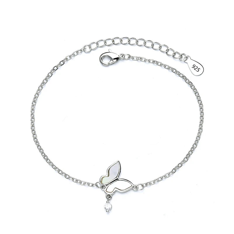VENTFILLE 925 Silver Butterfly Bracelet – Cute Beaded String Design for Girls