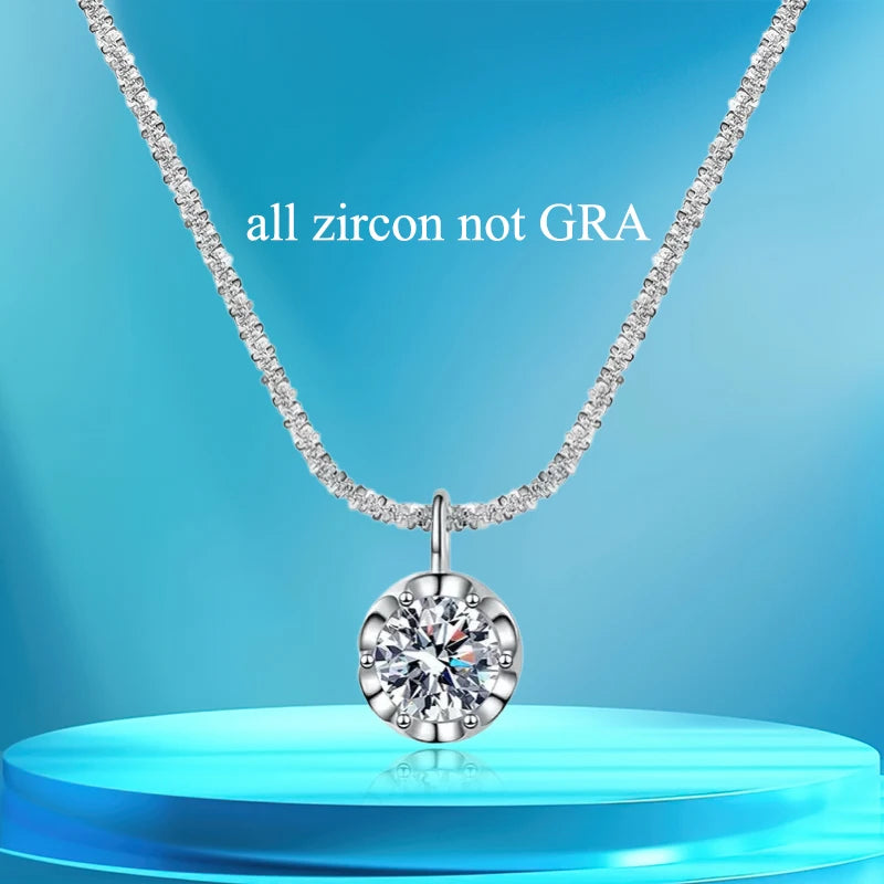 TEN CARATS S925 Moissanite Crown Necklace – VVS1 GRA-Certified Luxury Pendant for Women