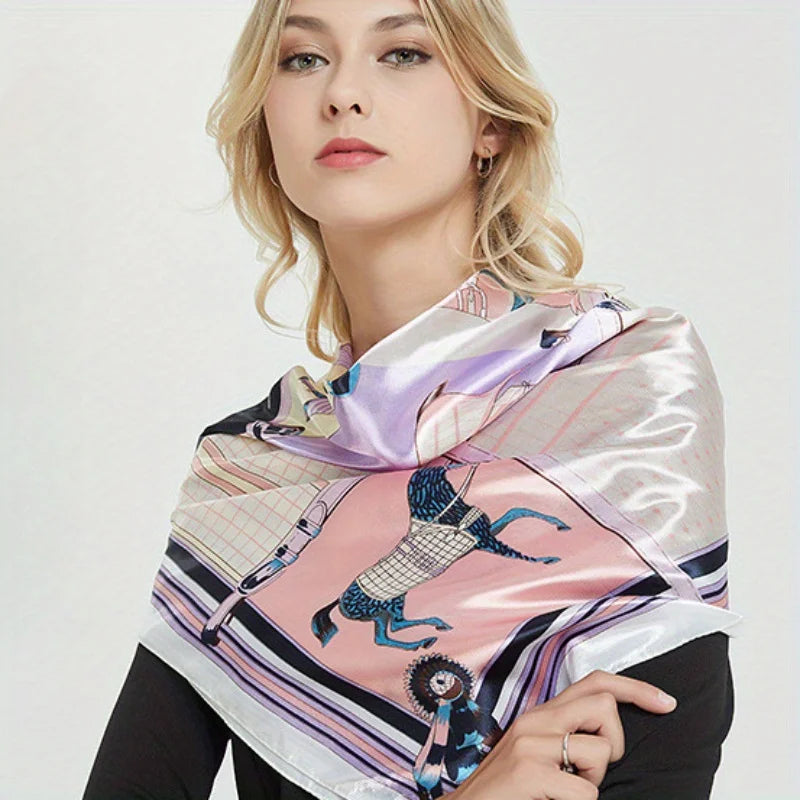Luxury Silk Square Scarf – Elegant Satin Shawl & Headband Wrap for Women